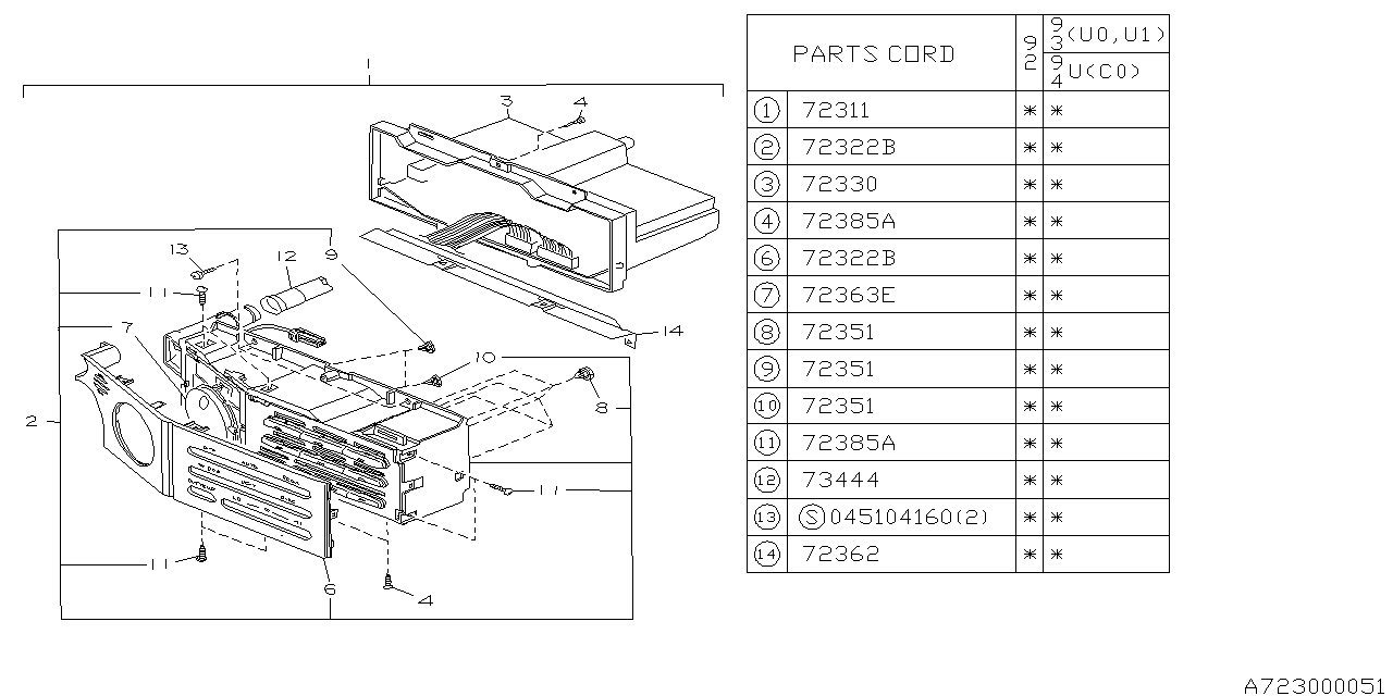 Subaru 72032PA010 Panel