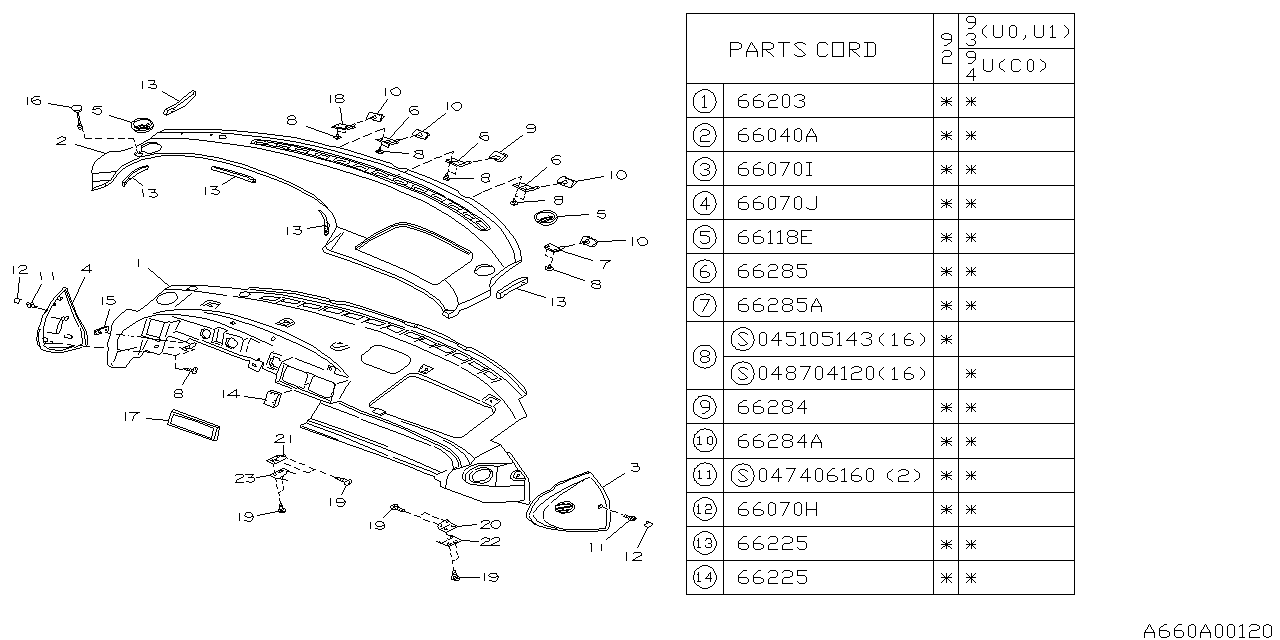 Subaru 66028PA140DO PAD/FRAME