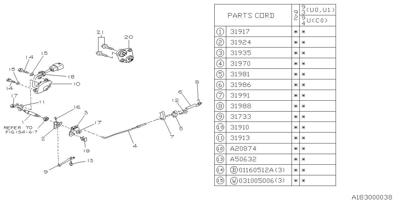 Subaru 31935AA012 Lever Complete Manual