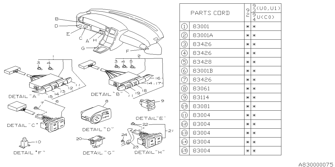 Subaru 83001PA230 Switch Box Assembly