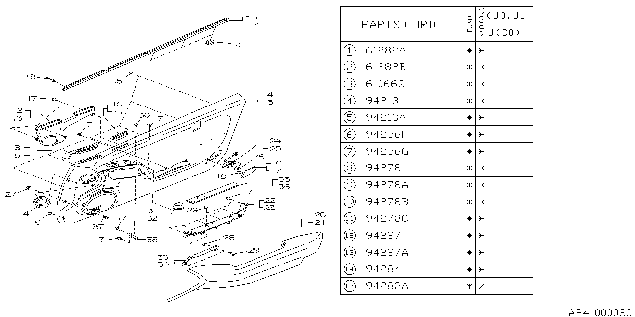 Subaru 94071PA020MD Trim Panel Door RH