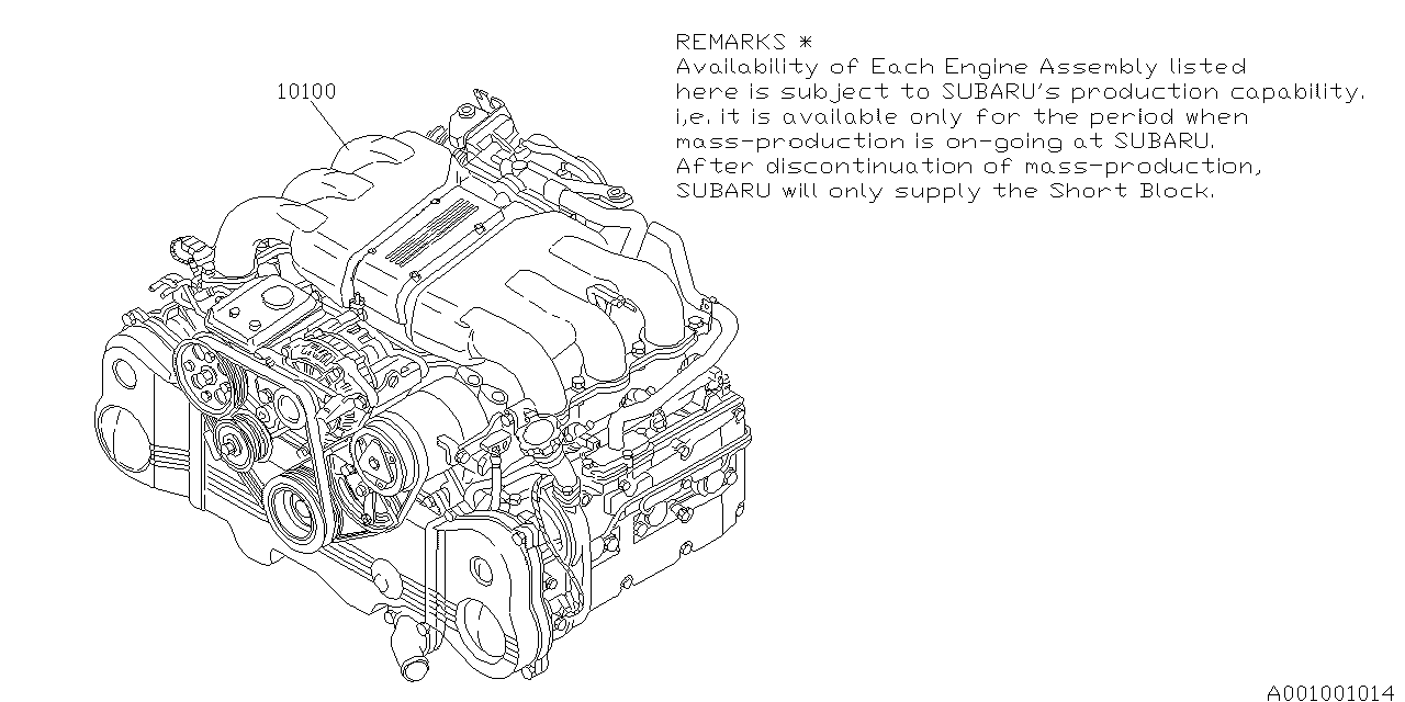Subaru 10100AU030 Engine Assembly