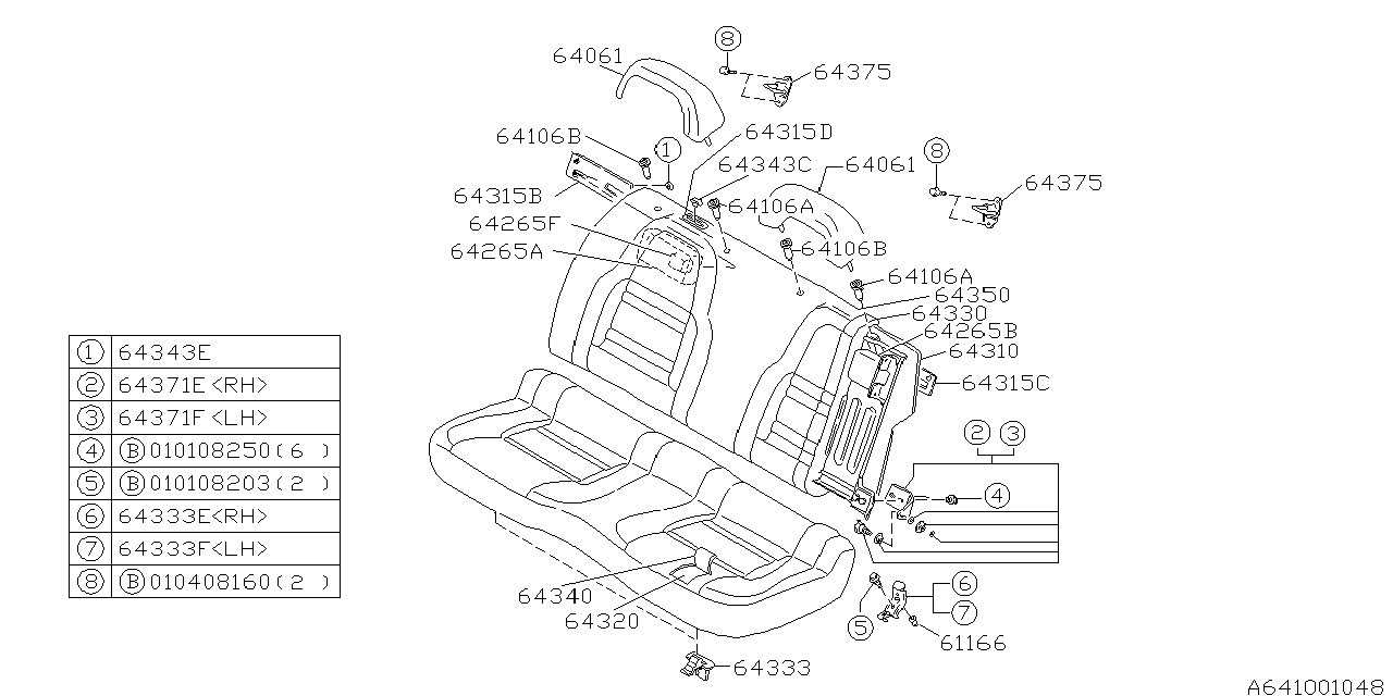 Subaru 64230PA500 Pad Assembly Rear BACKREST