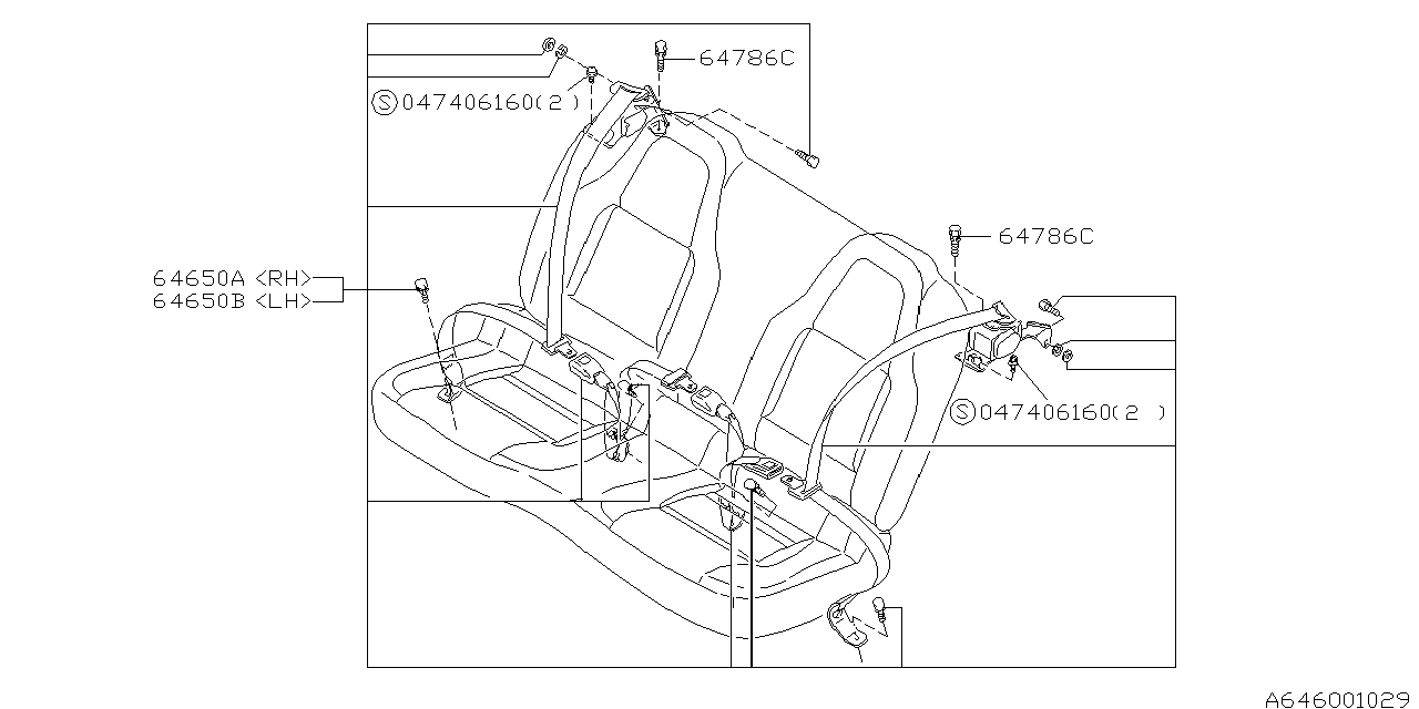 Subaru 64650PA040MD Seat Belt Set Rear RH