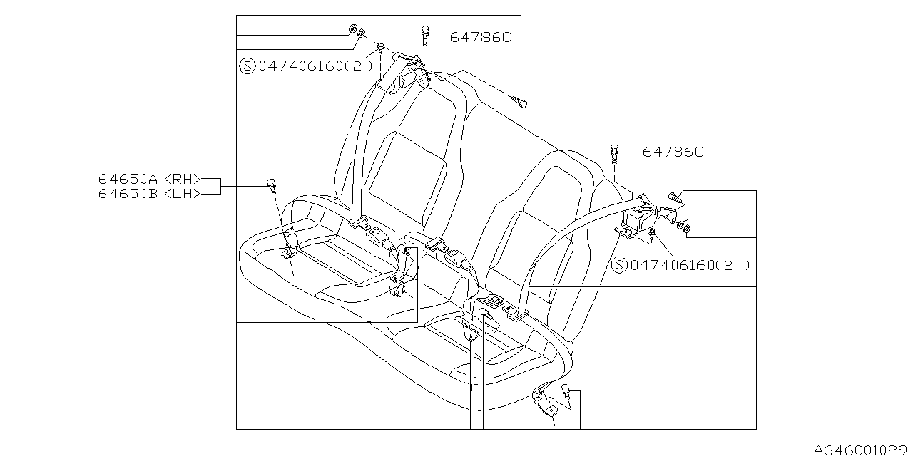 Subaru 64650PA050MD Seat Belt Set Rear LH