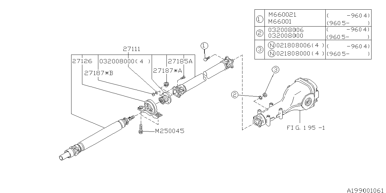 Subaru 27037PA000 Center Bearing Assembly