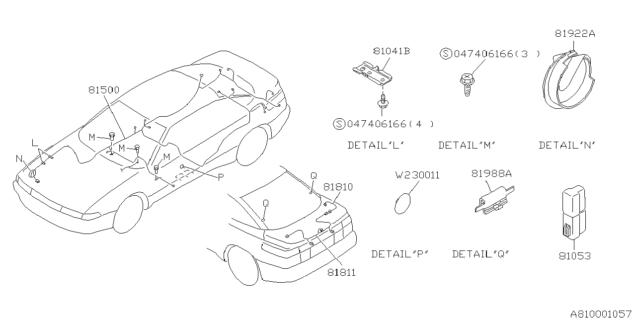 Subaru 81811PA100 Trunk Lid Cord