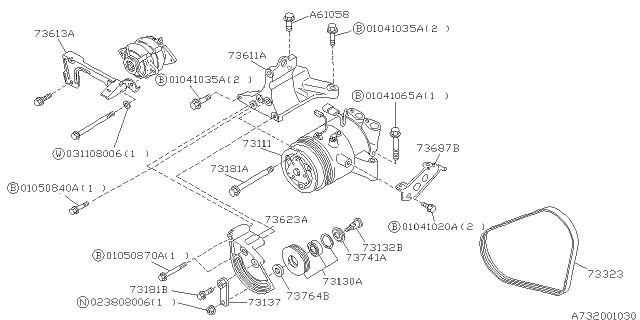 Subaru 01041065A FLANGE Bolt