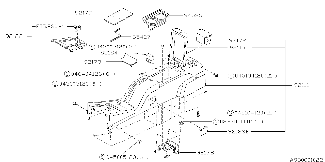 Subaru 92075PA001MD Tray Console Box