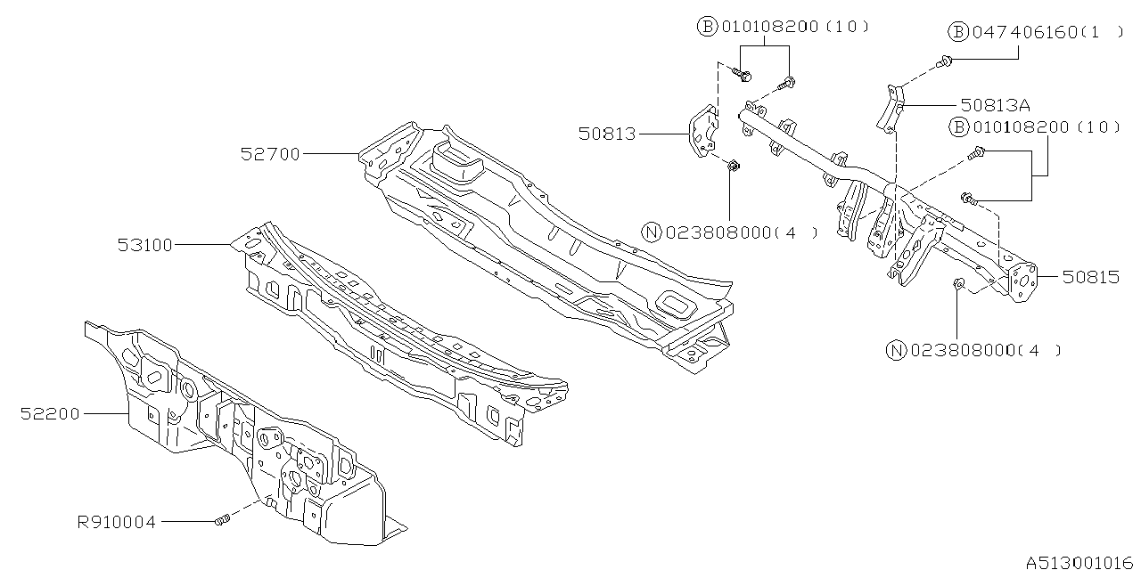 Subaru 50813PA010 Bracket Beam Side