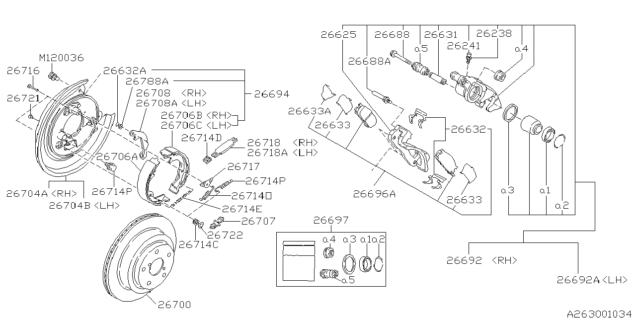 Subaru 26297AA030 Disk Brake Seal Kit