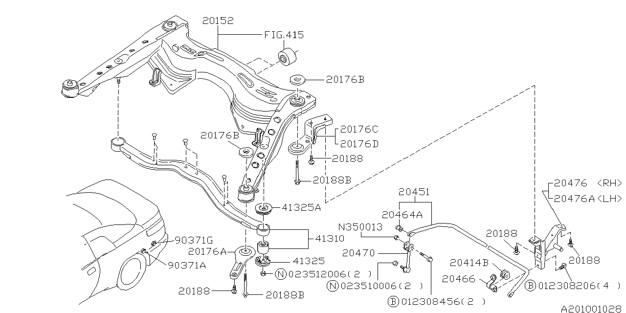 Subaru 41324PA011 STOPPER Mounting Upper