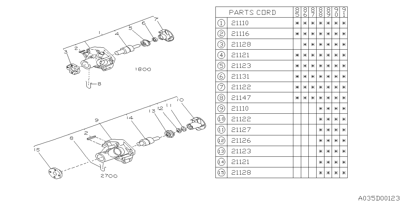 Subaru 21128AA020 Water Pump Hub