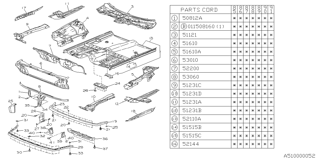 Subaru 52122GA100 Floor Complete Front