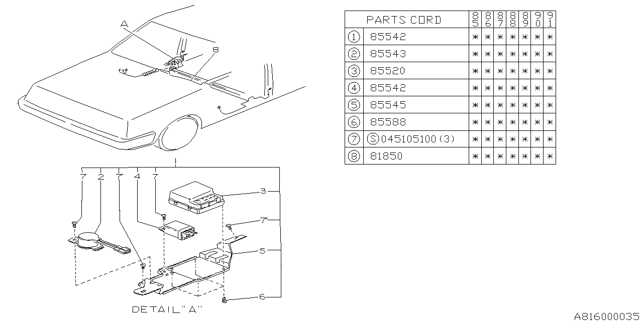 Subaru 85540GA100 Relay