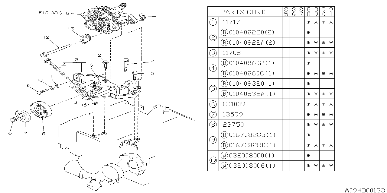 Subaru 01040832A FLANGE Bolt