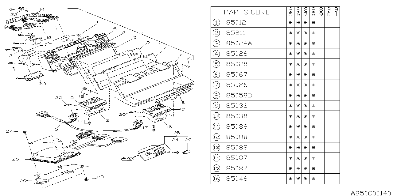 Subaru 85024GA560 PT050890 Lcd Unit
