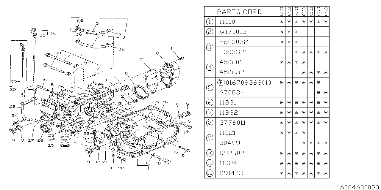 Subaru 11010AA220 Block Assembly Cylinder