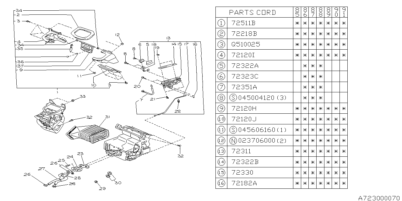 Subaru 72022GA120 Duct Air Vent Assembly