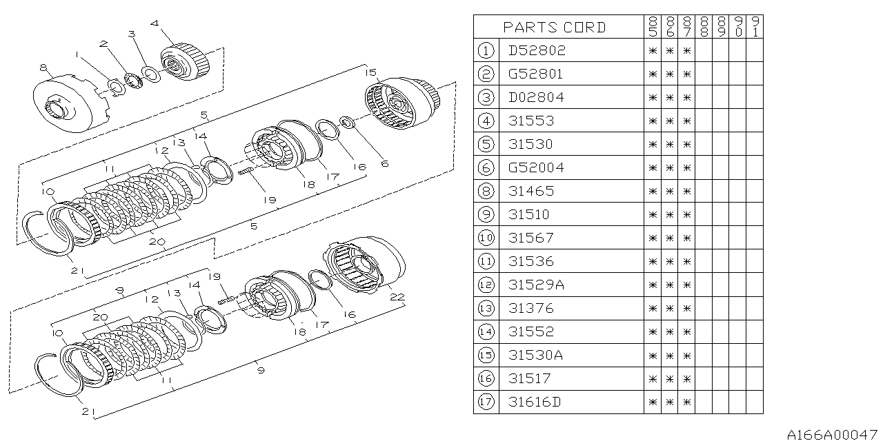 Subaru 31540X0F00 Clutch Assembly Forward
