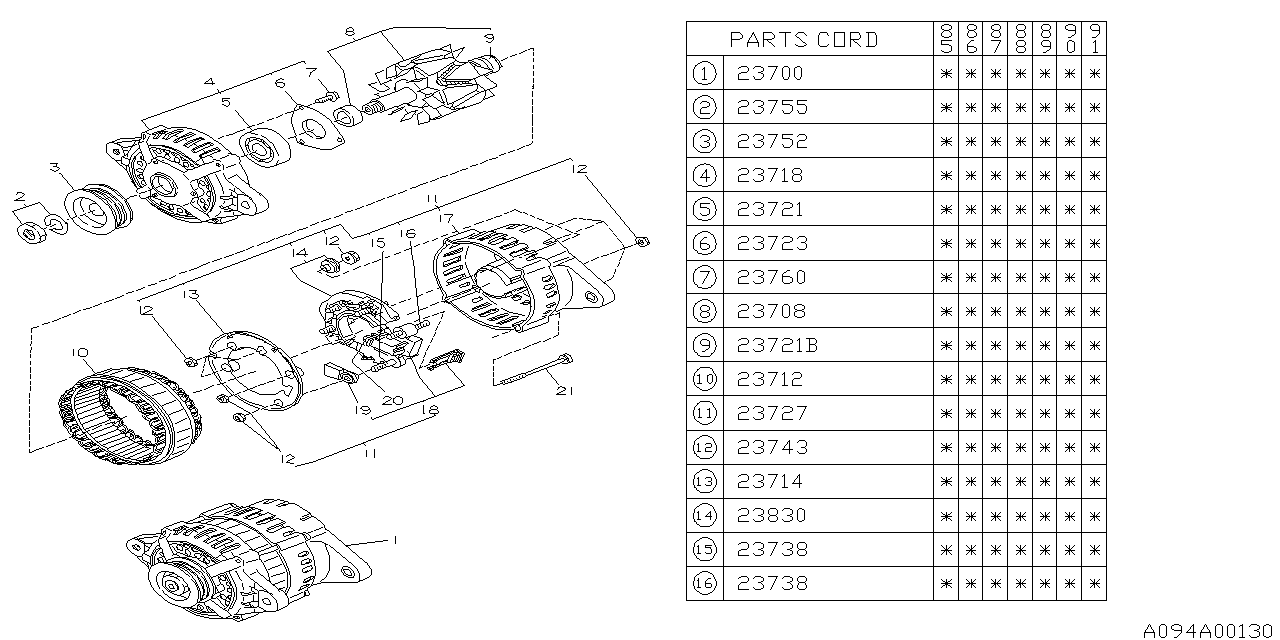 Subaru 23752AA000 ALTERNATOR PULLEY