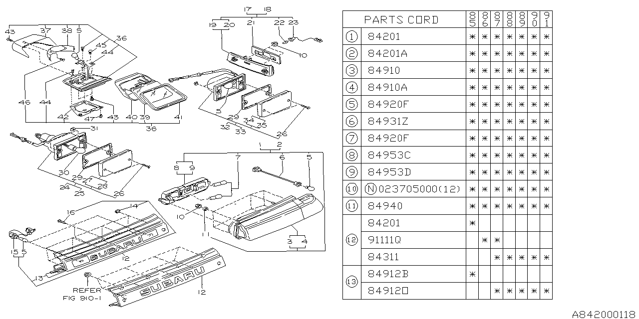 Subaru 84912GA101 Lens And Body LH