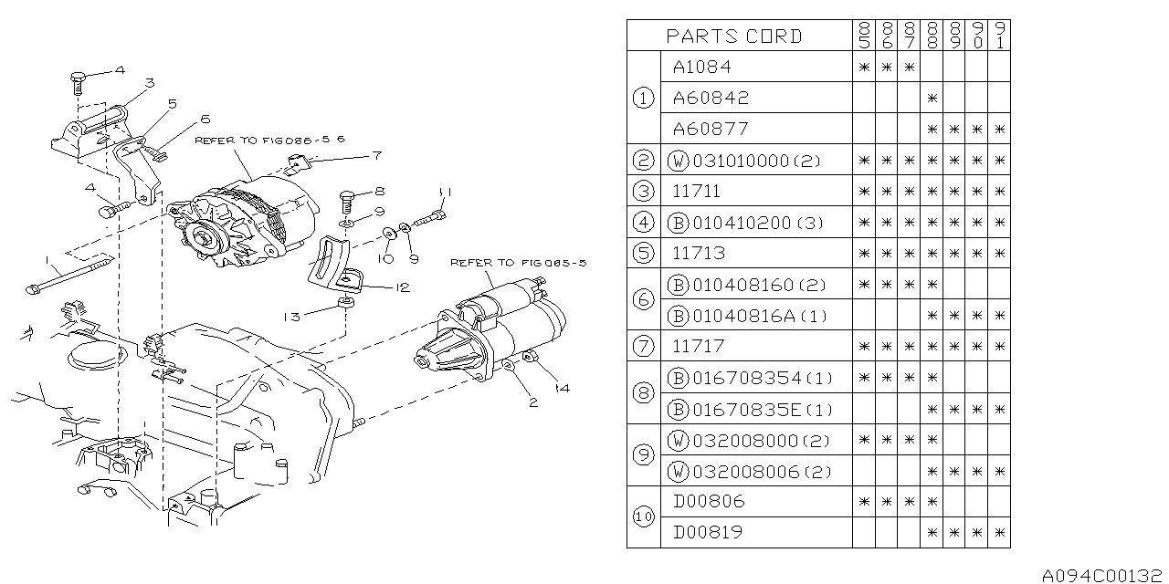 Subaru 11717AA020 ALTERNATOR Plate