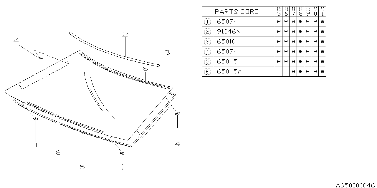 Subaru 65043GA100 STOPPER Front Window