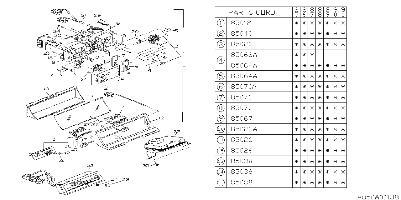 Subaru 85034GA720 Speedometer Assembly