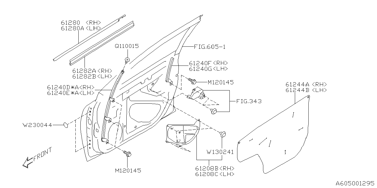 Subaru 61240AN0009P SASH Assembly Dr F LWRH