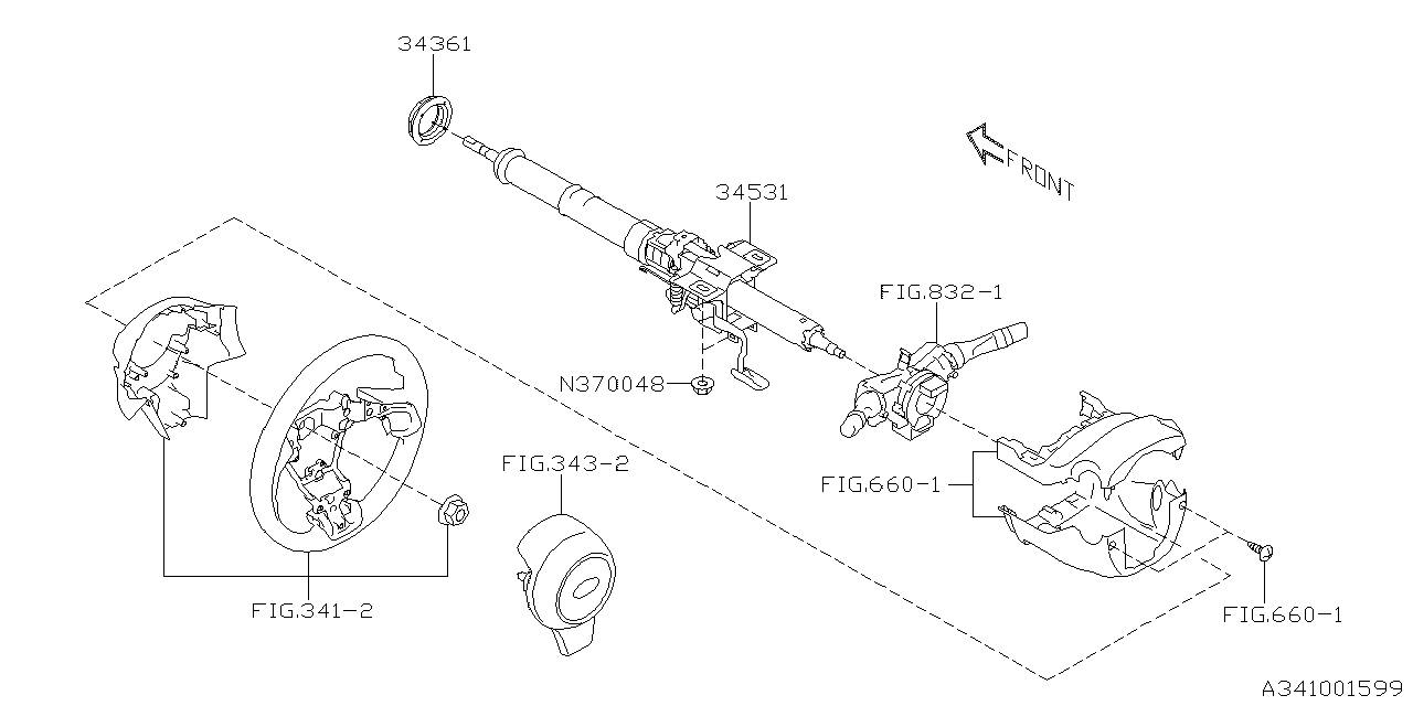 Subaru 34500AN00B Column Assembly