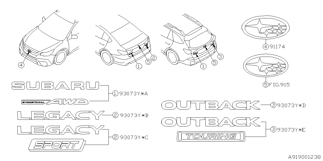 Subaru 93079AN020 Letter Mk HOYO