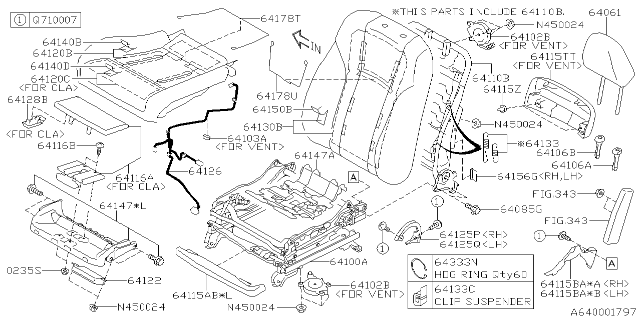 Subaru 64140AN25BVI Seat Cushion Cover Assembly