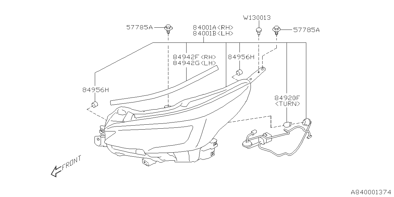 Subaru 84002AN14A Passenger Side Headlamp Assembly