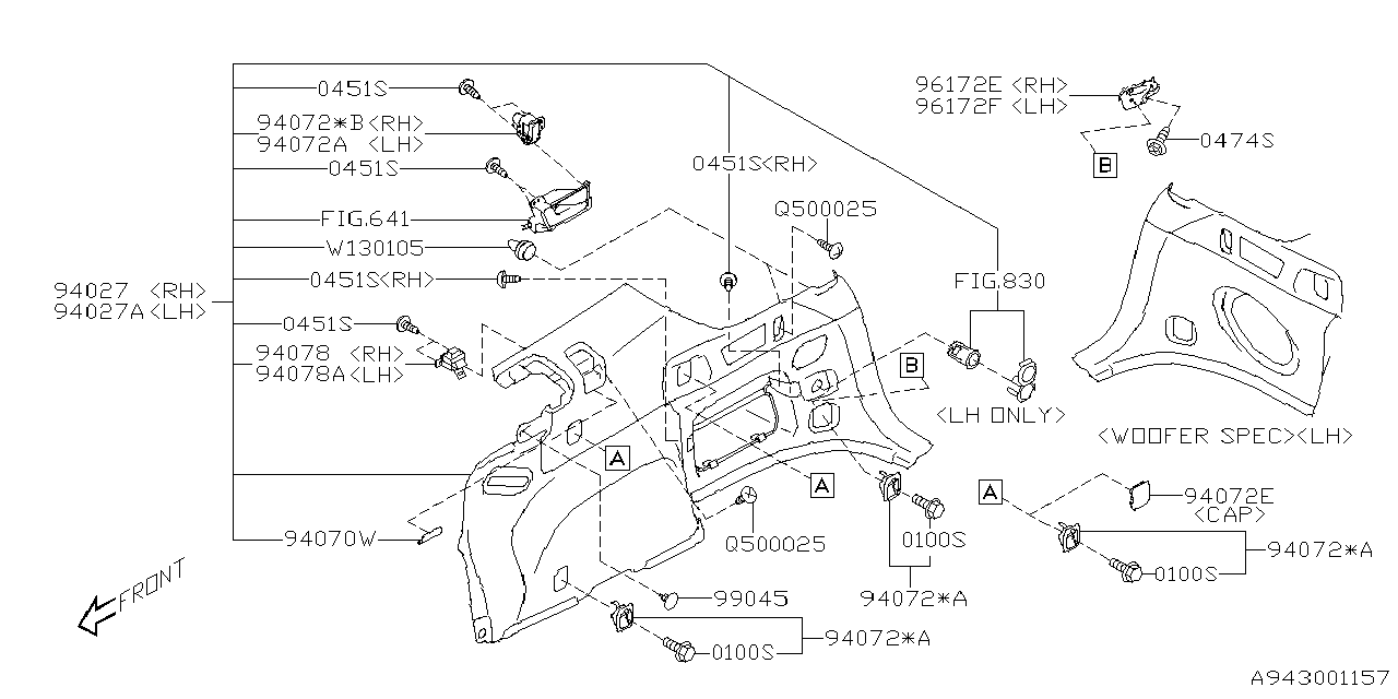 Subaru 96170AN010 BRKT Hook LUGGAGELH