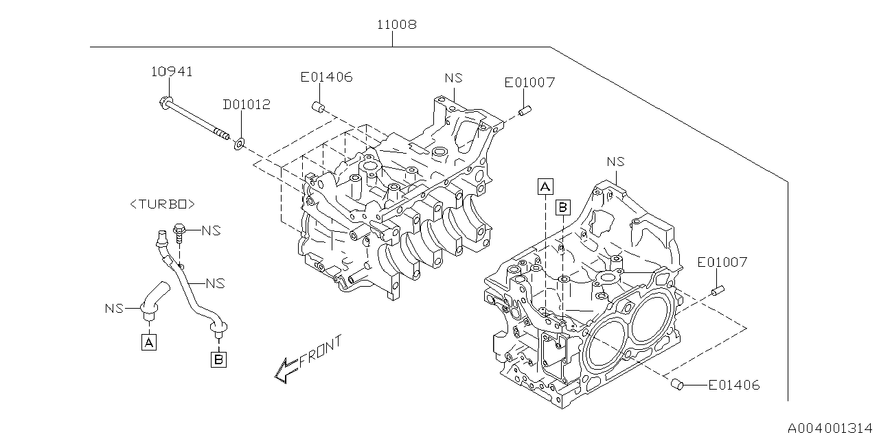 Subaru 11010AB460 Block Assembly-Cylinder