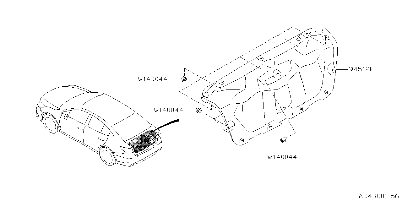 Subaru 94511AN02ALG Trim PNL Assembly TRKLID