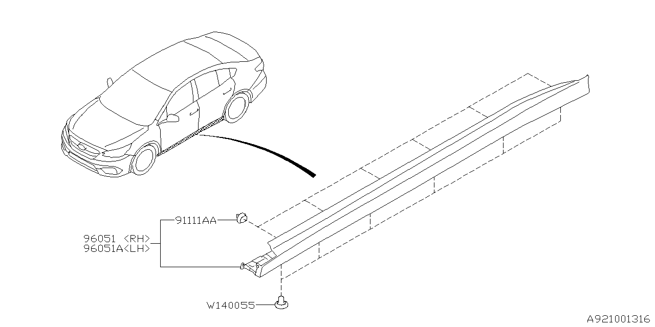 Subaru 96051AN01AG5 Spoiler Assembly Sd LH
