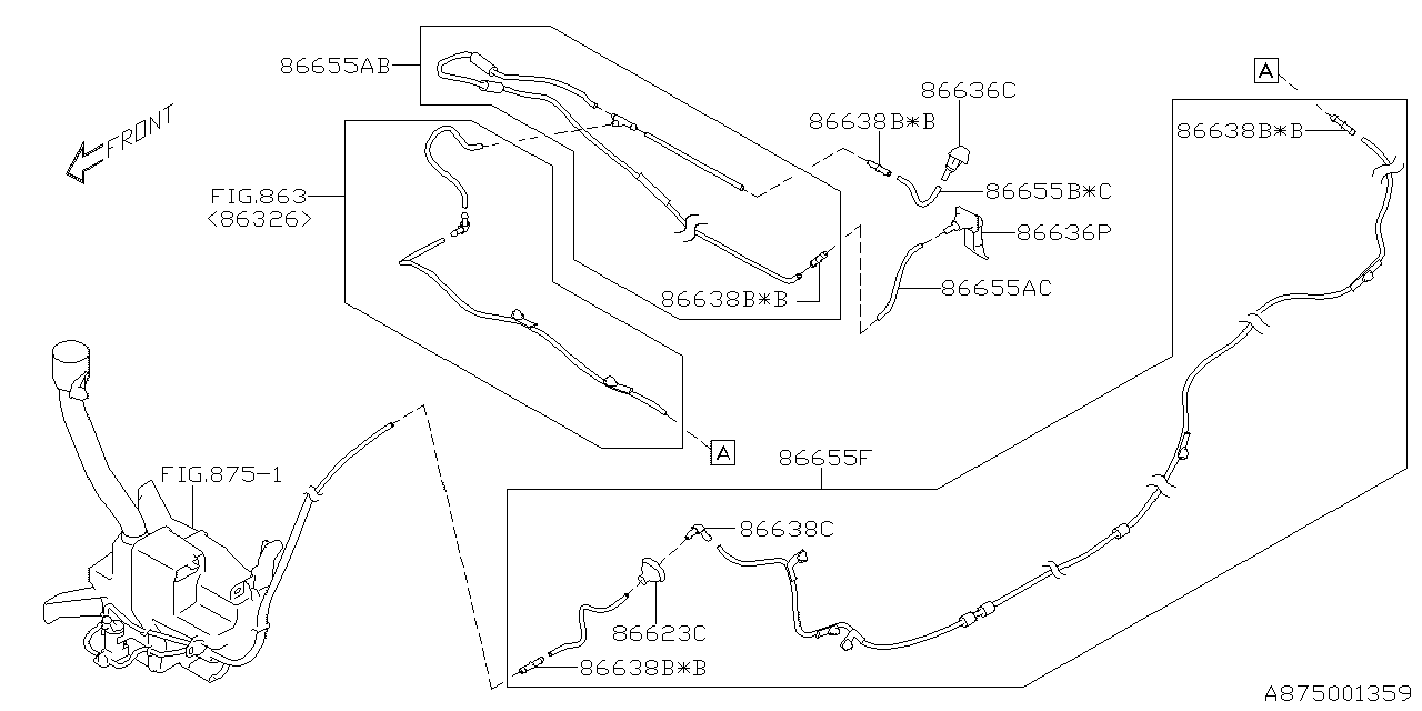 Subaru 86655AN06A Hose R Nozzle