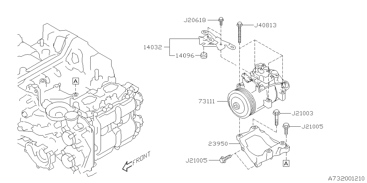 Subaru 23950AA17A Bracket-Air Con 1