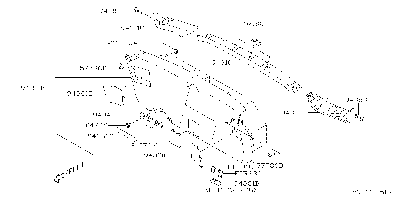 Subaru 94330AN01AVH Trim PNL Assembly R GSDL