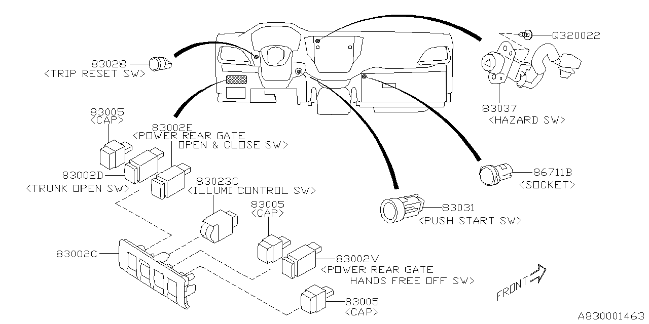 Subaru 83005AN000 Cap Switch UPR