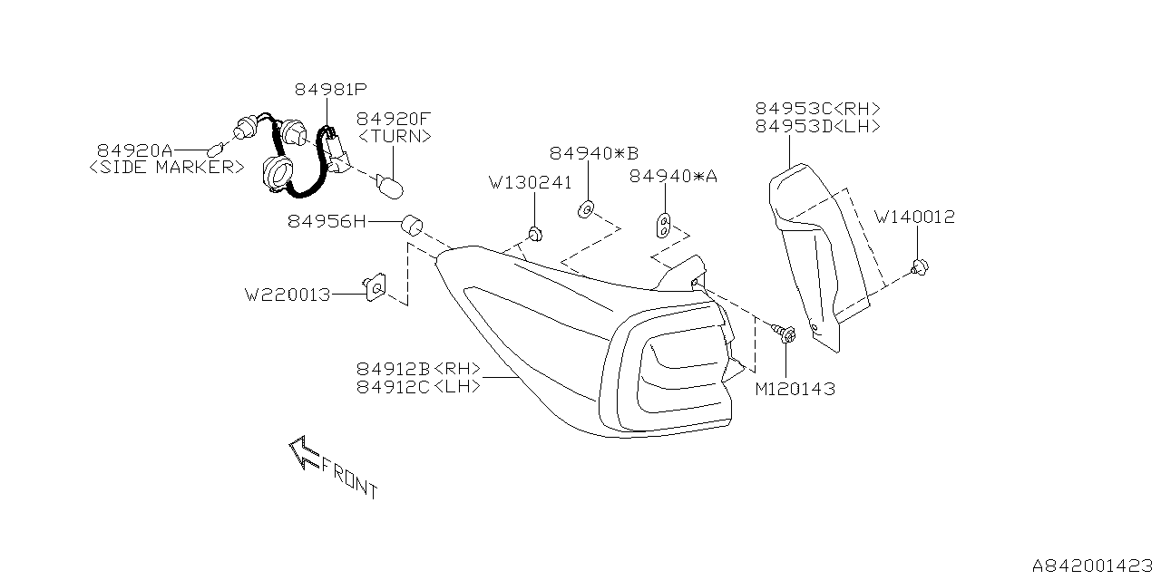 Subaru 84912AN00A Lens & Body COMPLRH