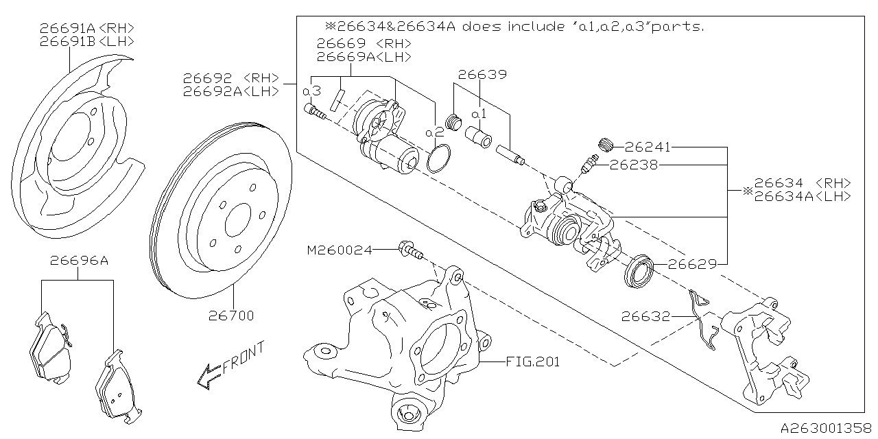 Subaru 26692AN01A Disk Brake Kit R LH