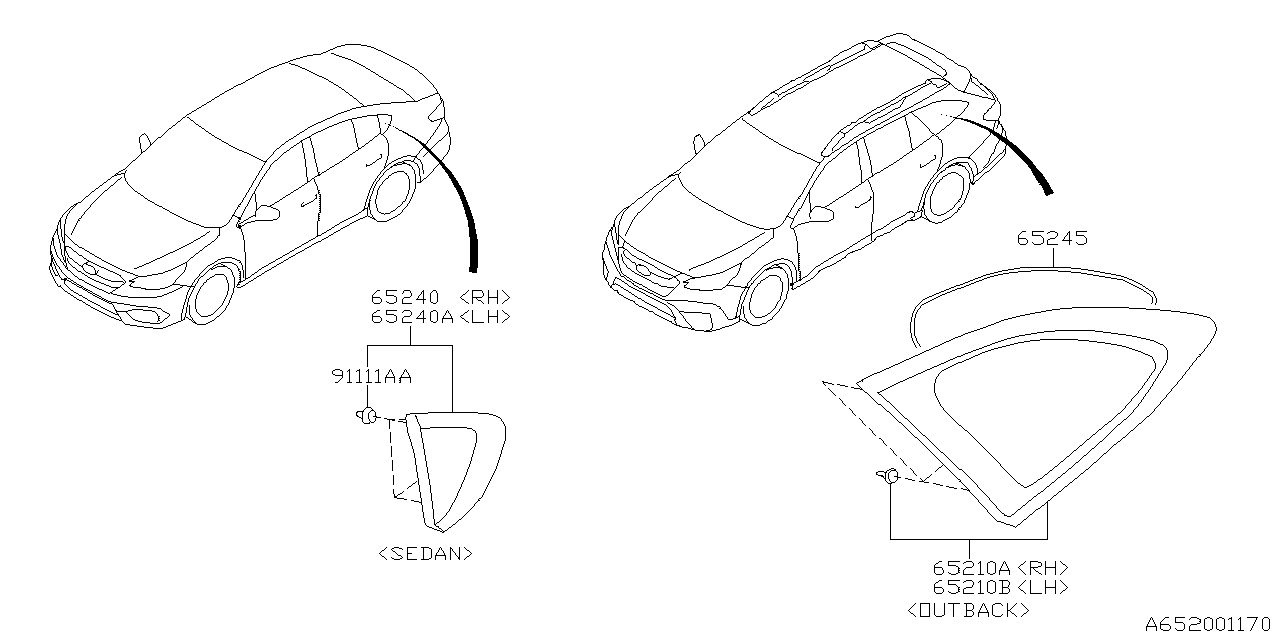 Subaru 65209AN03A WDW Gl Assembly R QTRTLH