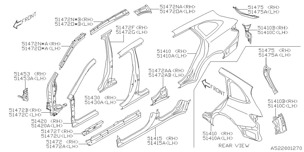 Subaru 51453AN00A9P GUSSET FRM Sd UPRRH