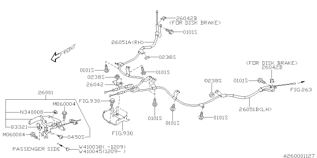 2013 Subaru XV Crosstrek Cable Assembly H B LH Diagram for 26051FJ032