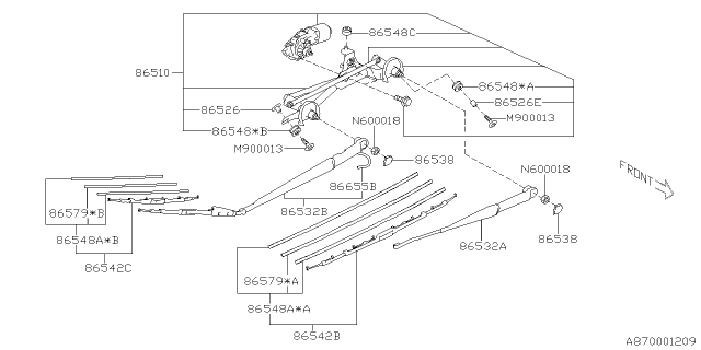 2017 Subaru Crosstrek WIPER Assembly Front Diagram for 86510VA010