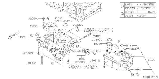 2015 Subaru XV Crosstrek Oil Pan Diagram