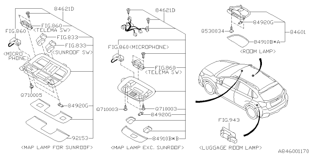 2017 Subaru Crosstrek Lamp - Room Diagram